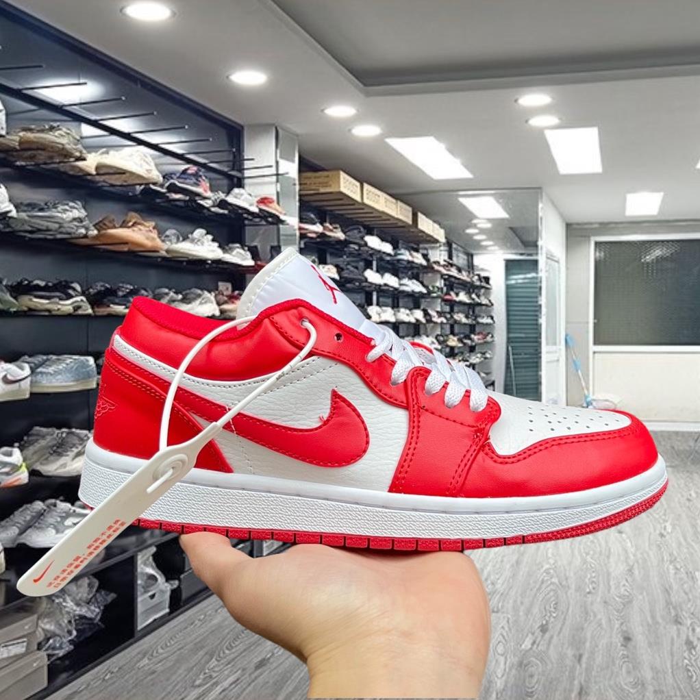 Giày thể thao Sneaker nam nữ Jordan 1 Low trắng đỏ cực hot, JD 1 Low Gym Red White Cổ Thấp Full BOX+BILL - Yabi_boutique