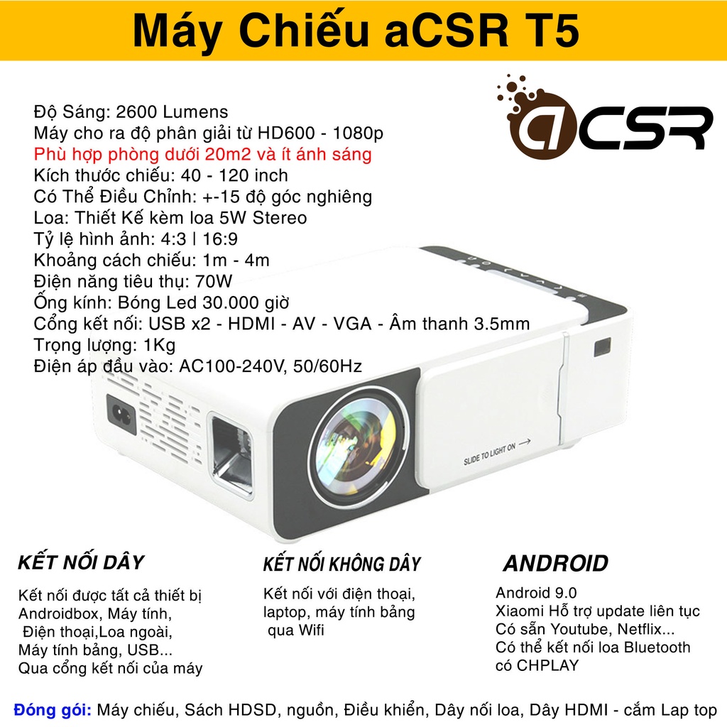 Máy chiếu mini HD kết nối Smartphone