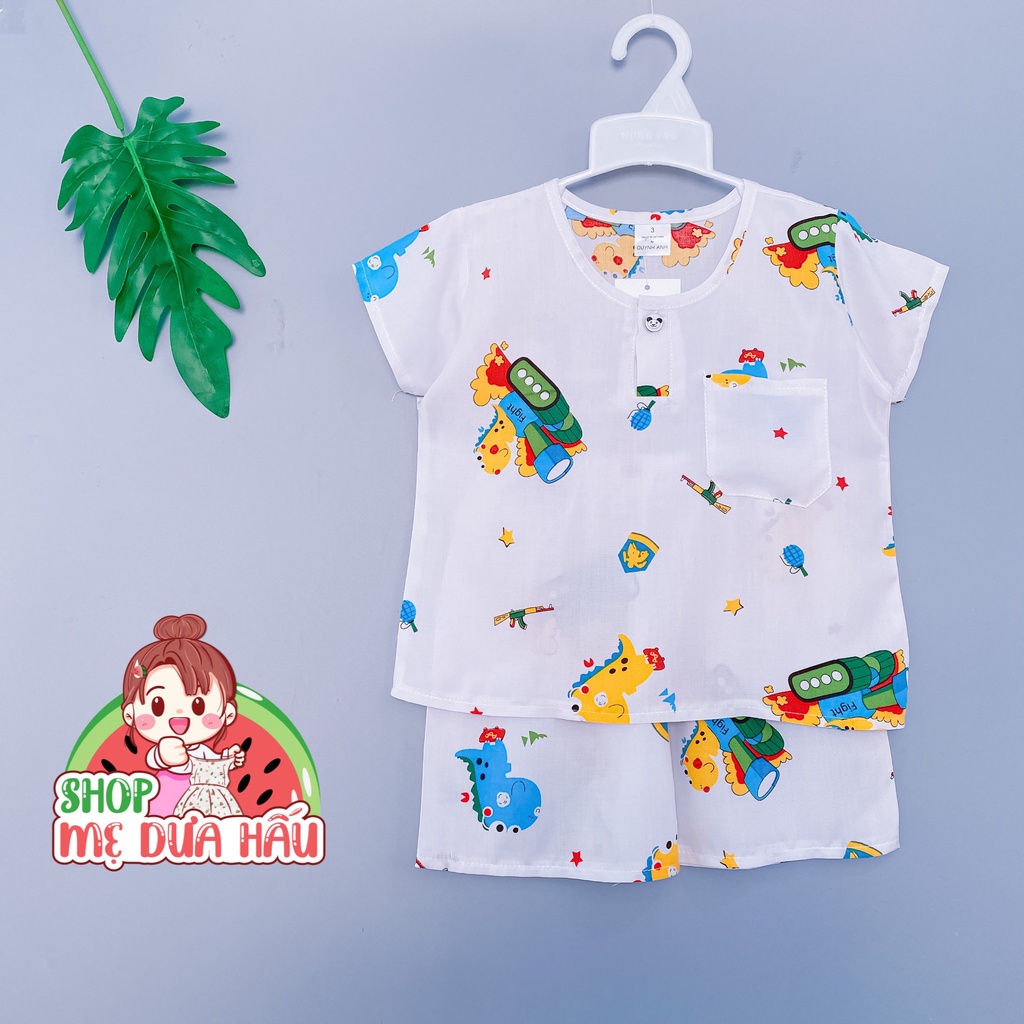 Đồ tole bé trai, bộ bé trai tay ngắn quần đùi vải lanh lụa siêu mát 8-32kg shop mẹ dưa hấu