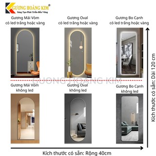 gương led cảm ứng , gương soi toàn thân có viền kim loại cao cấp treo tường decor  kích thước 40x120 cm