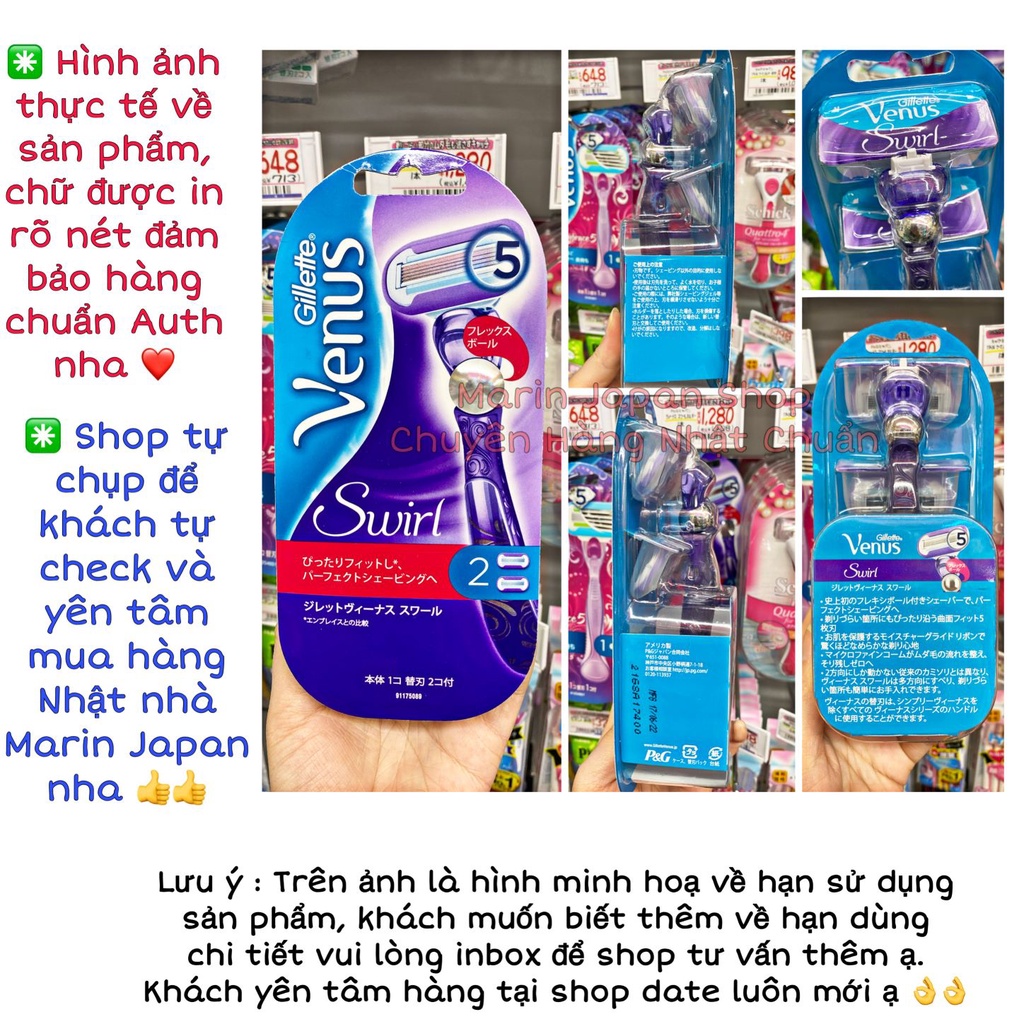 Dao Cạo lông body toàn thân Nữ Gillette Venus Comfortglide , Swirl ,Embrace sensitive nội địa Nhật Bản