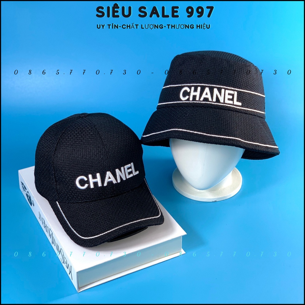 COMBO 2 CÁI NÓN THÊU VIỀN CHAANEL MẪU MỚI CHẤT LƯỚI THỜI TRANG CAO CẤP FULL TEM MÁC