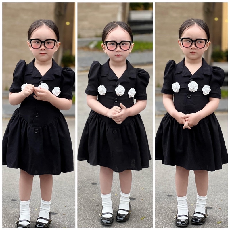 Váy bé gái hoa trà trắng cho bé gái