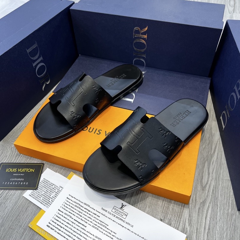 Dép lê nam HM đế cao su quai da mới nhất 2023