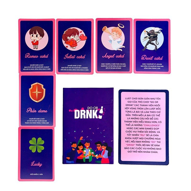 Bộ bài Drinking game Do Or Drink huệ nốc out tổng hợp 90 lá bài cho cặp đôi nhóm bùng nổ cuộc vui