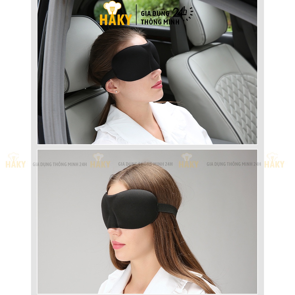 Bịt mắt ngủ 3D thoáng khí, mềm mại, thư giãn mắt, chống chói mắt khi ngủ trưa văn phòng, trên ô tô, du lịch HAKY030