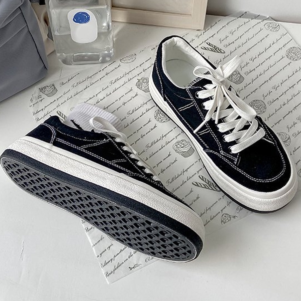 ❤ Giày vải canvas mũi tròn thắt dây thoáng khí thoải mái trẻ trung sành điệu