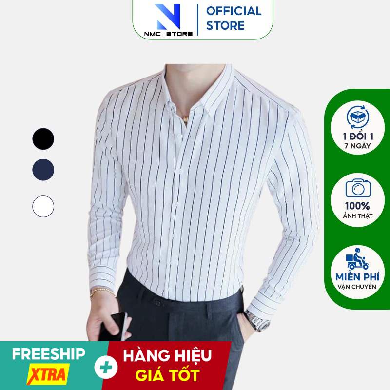 Áo sơ mi nam NMC kẻ sọc chất liệu dày dặn cao cấp
