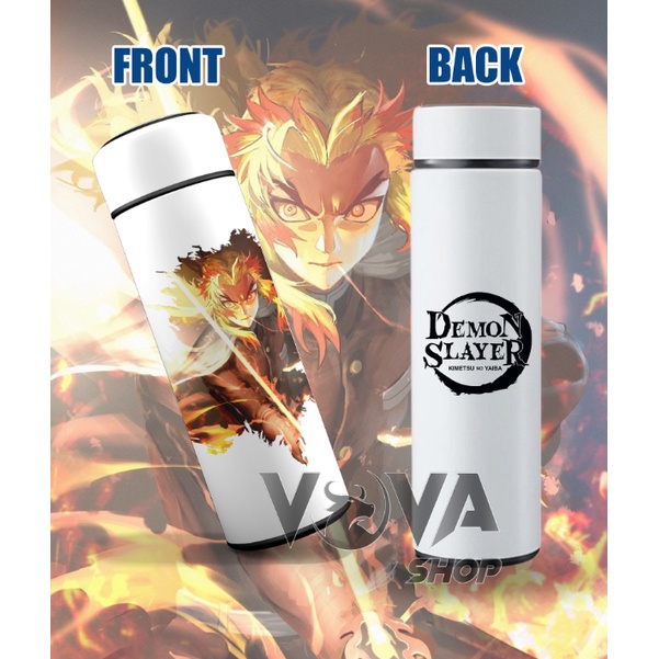 Bình nước giữ nhiệt Demon Slayers (Anime) có đèn LED hiển thị nhiệt độ Đa dạng mẫu lõi inox, có thể in theo yêu cầu