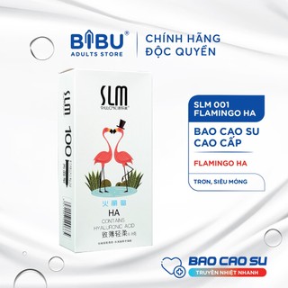 Bao cao su cao cấp bibu slm flamingo ha, siêu mỏng, trơn, size 49mm, hộp 100 cái