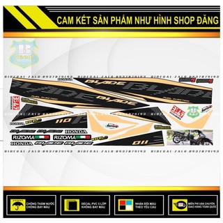 TEM RỜI WAVE BLADE 110 MẪU VÀNG ĐỒNG DÁN XE ĐEN