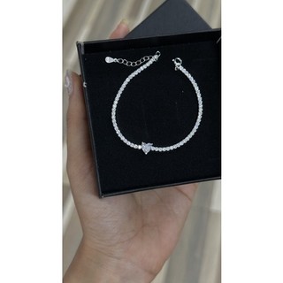 Lắc tay bạc dải đá trái tim Silvergo Silver