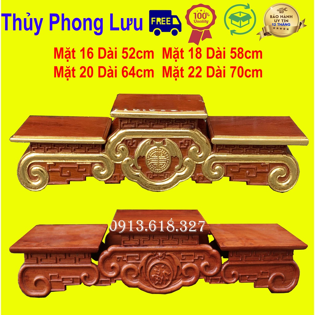 Tam sơn bục tam cấp chân cong kê bát hương trạm chiện dơi gỗ hương