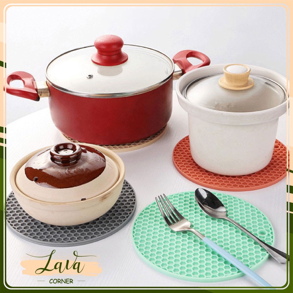 Lót nồi silicon chống trơn trượt đa năng phong cách Bắc Âu hình tròn