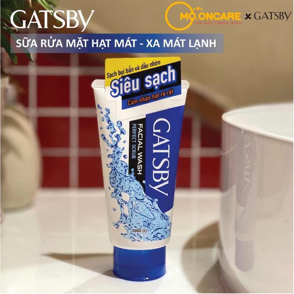 Sữa rửa mặt Gatsby ngừa mụn, sạch nhờn siêu mát lạnh công nghệ hạt mát xa da mặt hàng Nhật Bản 130g