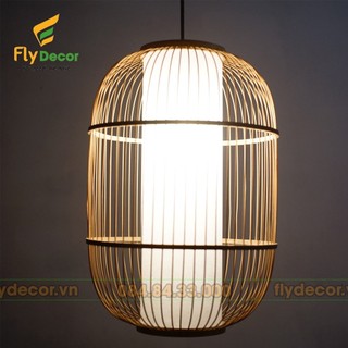 Đèn tăm tre trang trí thả trần, đèn sân vườn quán Cafe hình trống 3 khoang, Đèn phòng khách, phòng ngủ,.. - Flydecor