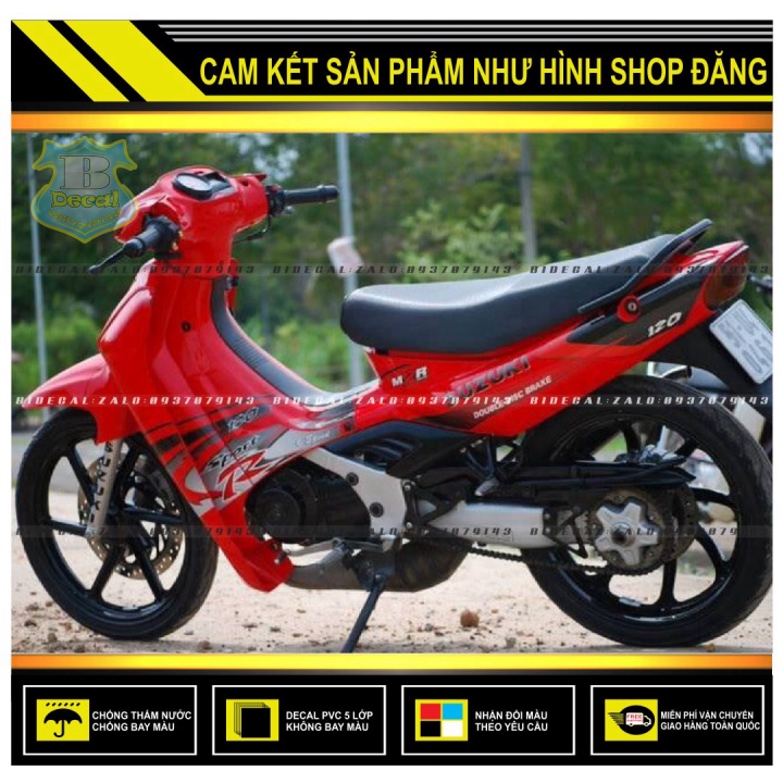 TEM RỜI SATRIA 2000 PHỐI DÁN XE ĐỎ