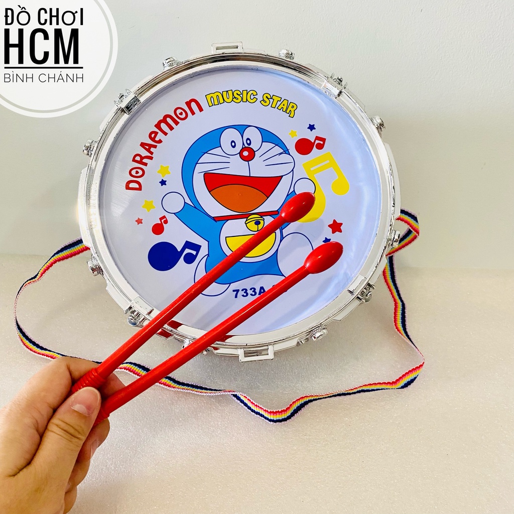 Đồ chơi trẻ em trống trường hình doremon bằng nhôm dành cho bé thích khám phá âm nhạc, trống đồ chơi 733A-25