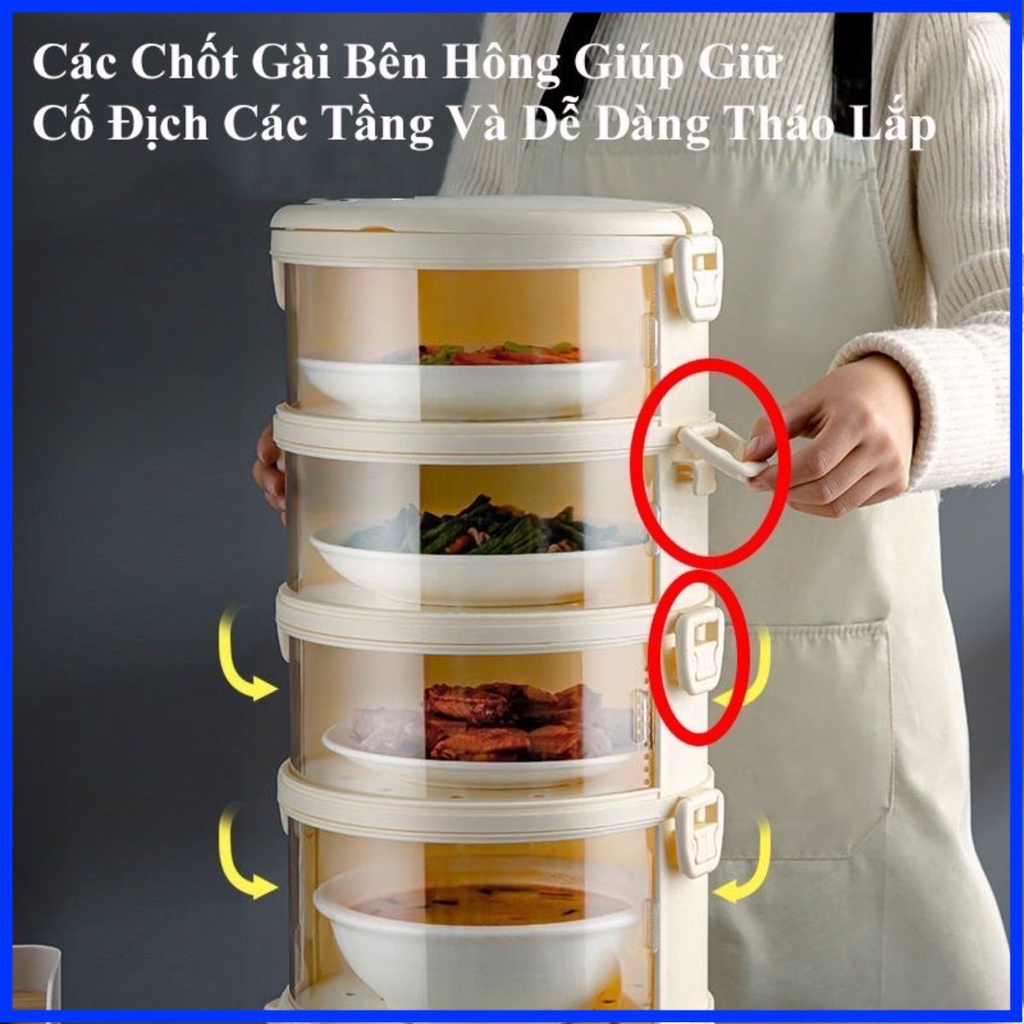Lồng bàn 5 tầng giữ nhiệt cao cấp , chống côn trùng dụng cụ nhà bếp