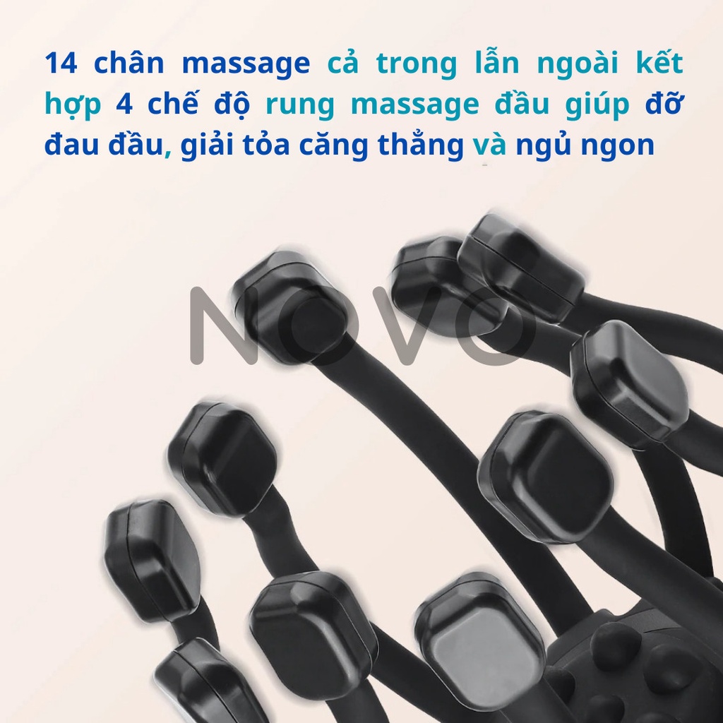 Máy Massage Đầu NOVO - Máy Mát Xa Đầu Có Nhạc Bluetooth Rung Giúp Thư Giãn & Giảm Stress Cải Thiện Giấc Ngủ