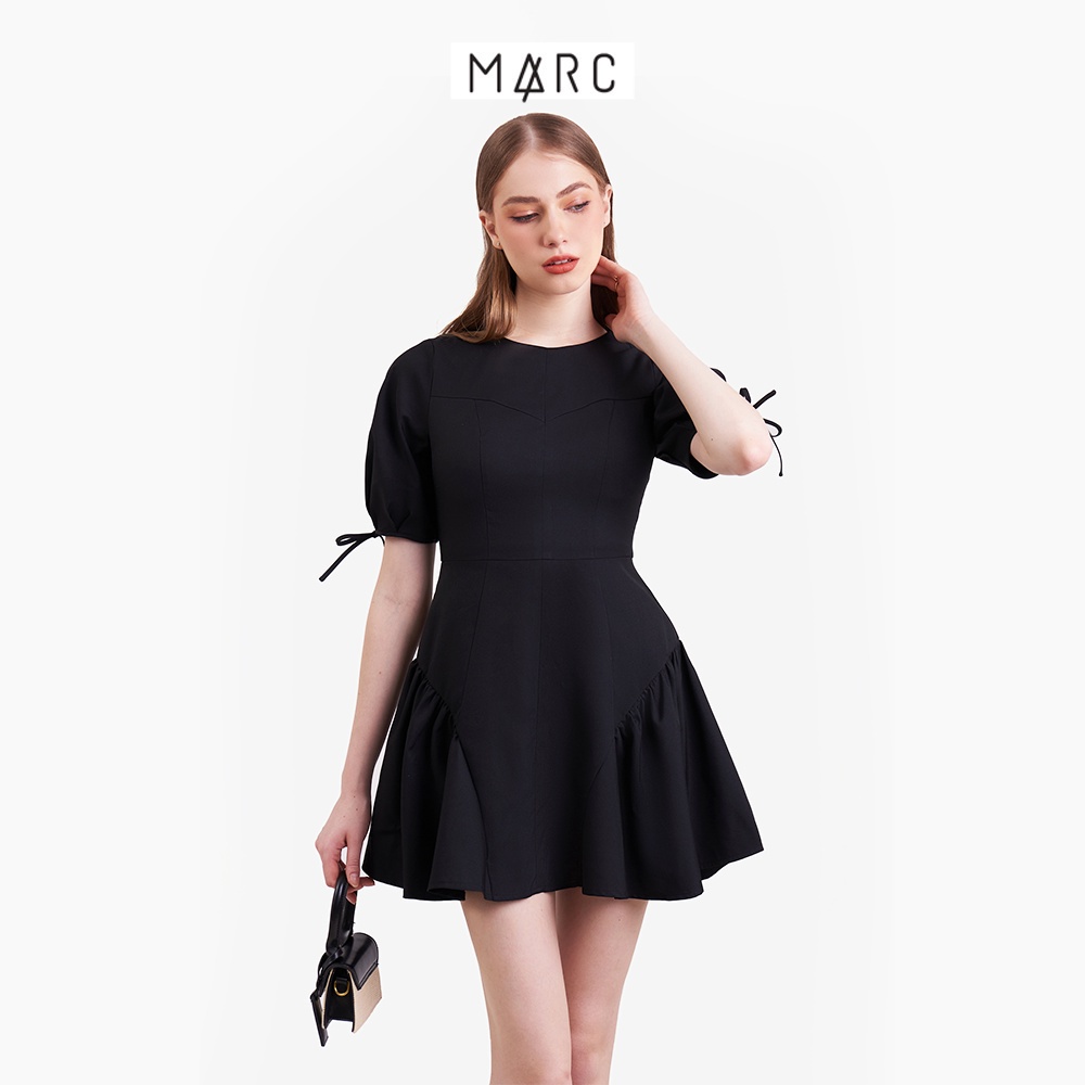 Đầm nữ MARC FASHION mini tay ngắn thắt nơ rả hông CBVH100522