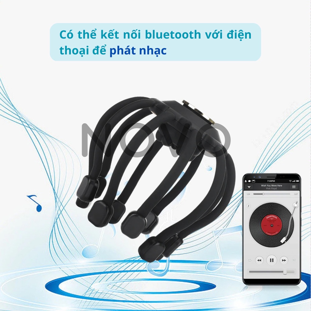 Máy Massage Đầu NOVO - Máy Mát Xa Đầu Có Nhạc Bluetooth Rung Giúp Thư Giãn & Giảm Stress Cải Thiện Giấc Ngủ
