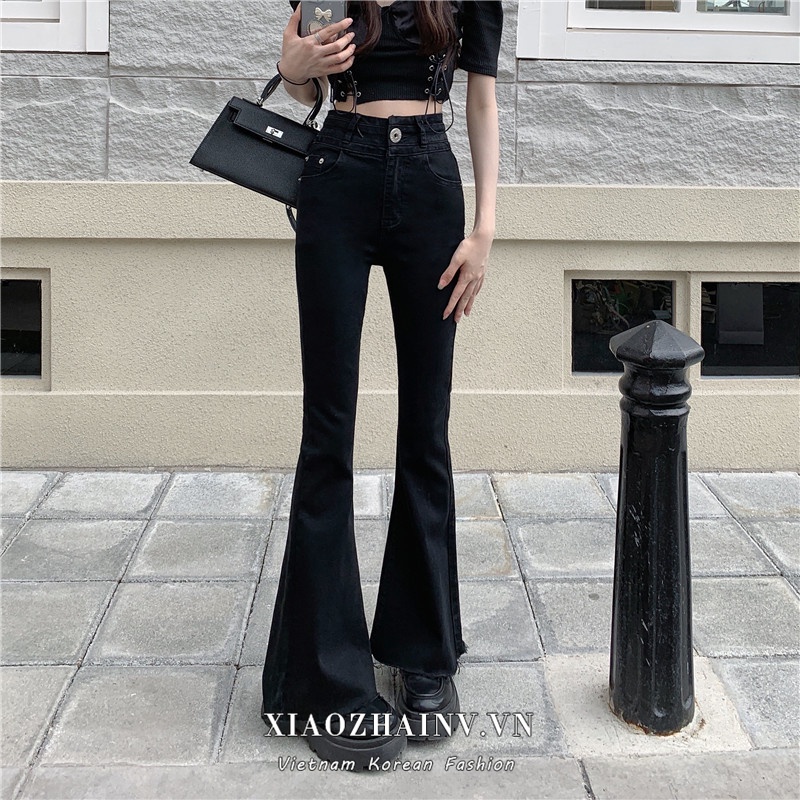 Xiaozhainv Quần Jeans Lưng Cao Thời Trang Retro Cho Nữ