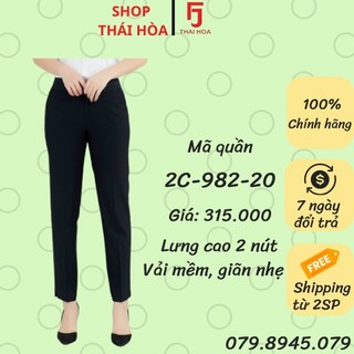 Quần tây nữ Thái Hoà công sở lưng cao màu xanh đen 2c-982-20