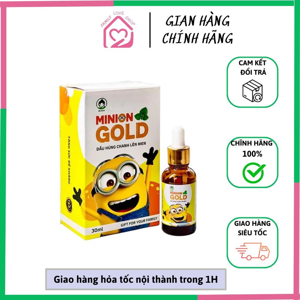 Dầu Húng chanh Minion Gold 30ml chính hãng - Dành cho trẻ bị ho, cảm cúm, tăng đề kháng