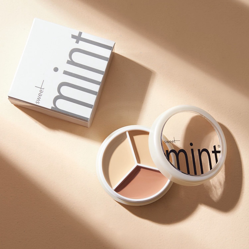 Bảng che khuyết điểm 3 màu SWEET MINT mỏng nhẹ tự nhiên che phủ tốt Chính Hãng