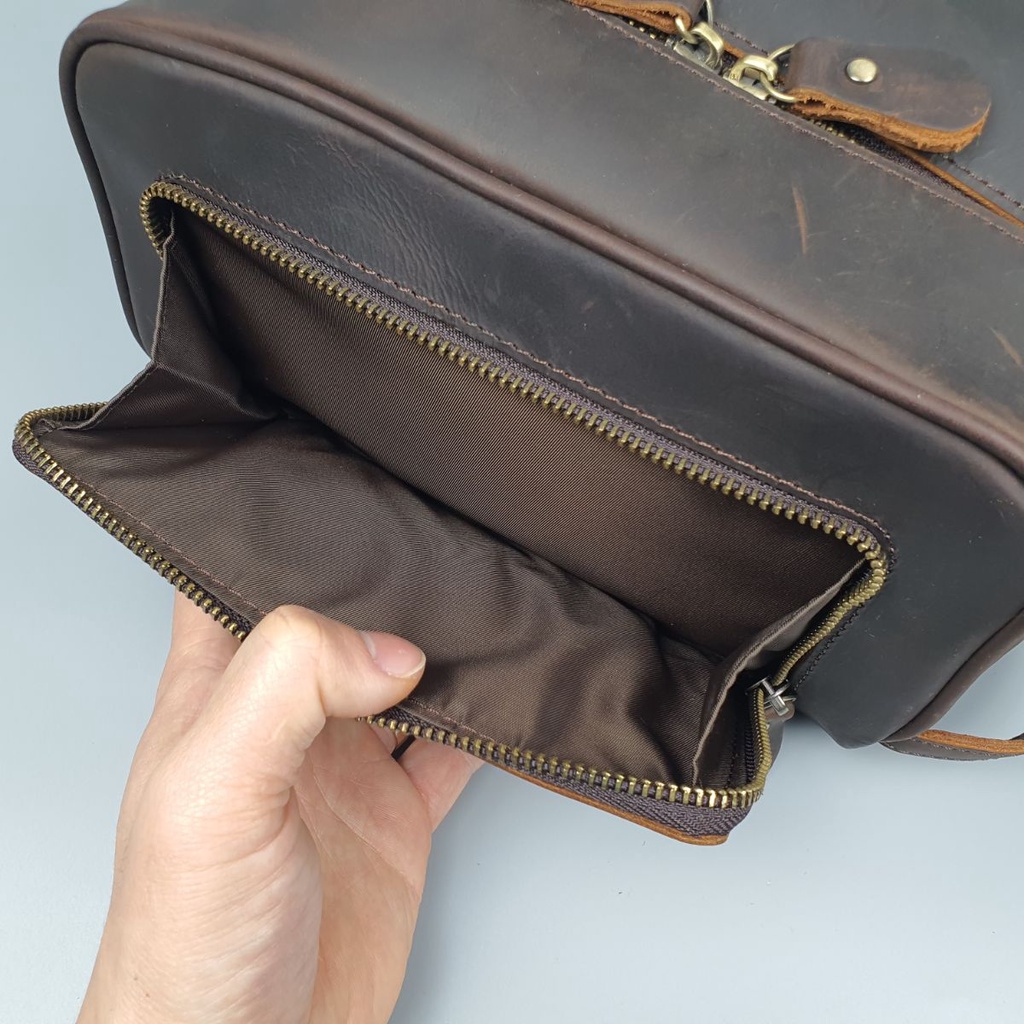 [Freeship] Túi cầm tay nam da bò sáp; Túi Golf nam da thật CL149 (Nâu) - 100% da thật, BH 3 năm | BigBuy360 - bigbuy360.vn