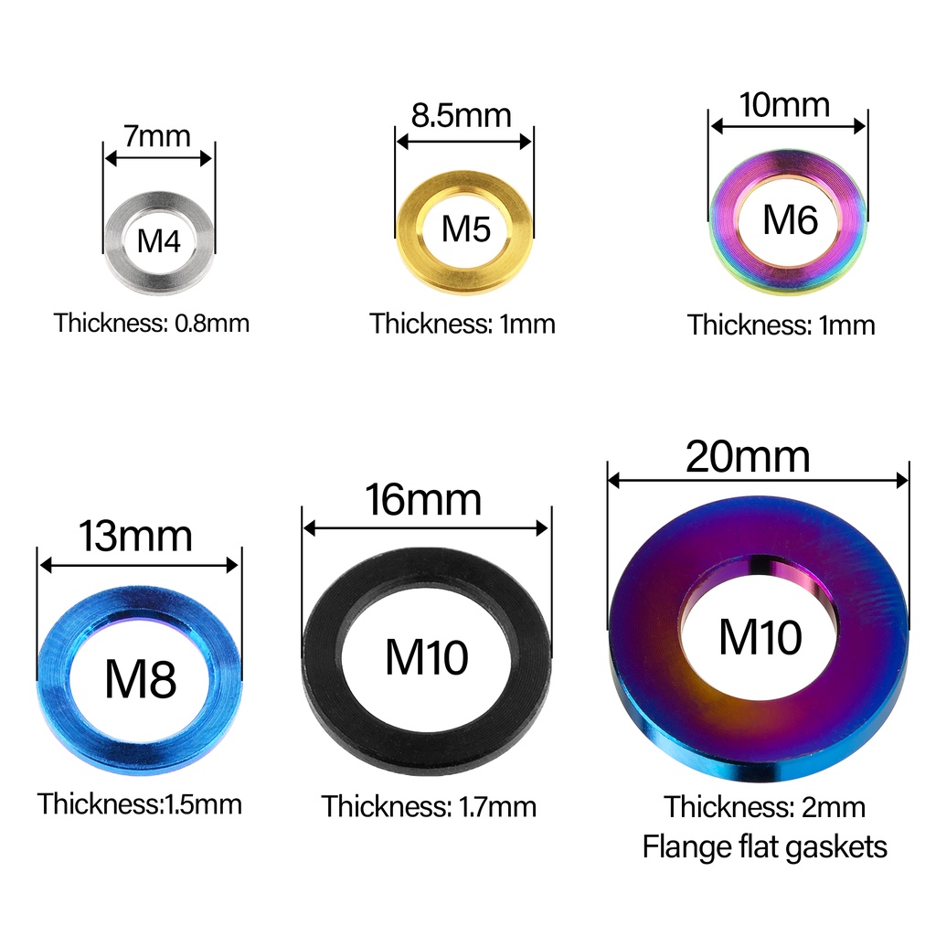 Vòng Đệm M4 M5 M6 M7 M8 M10 DIN912 Bằng Hợp Kim Titan Cho Xe Đạp Xe Máy Gr5