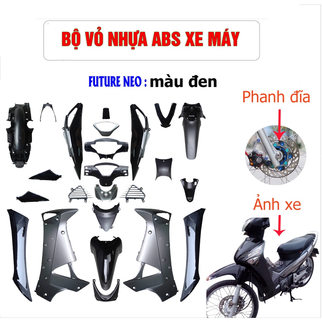 Dàn áo xe Future Neo màu ĐEN PHANH ĐĨA , nhựa ABS nguyên sinh