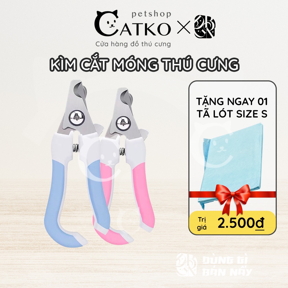 Kìm Cắt Móng Thú Cưng, Kéo Cắt Móng Chó Mèo Bằng Thép Không Gỉ Có Khoá An Toàn, Tay Cầm Chống Trượt Catko