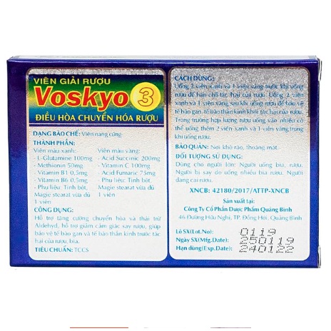 Viên giải rượu Voskyo. Giải rượu nhanh, bảo vệ tế bào gan và tế bào thần kinh. Dễ sử dụng, an toàn LAHUTU