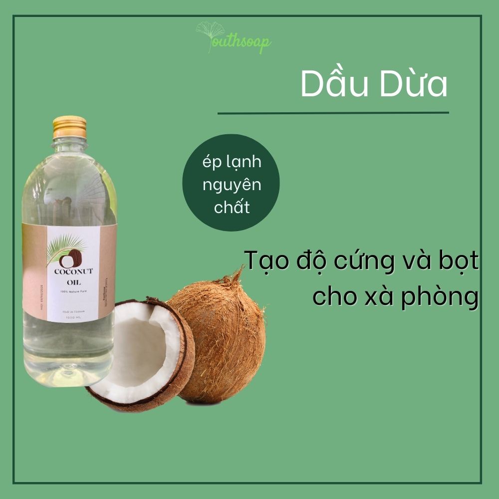 Set nguyên liệu làm xà phòng handmade, combo 3 loại dầu làm xà phòng kèm xút naoh