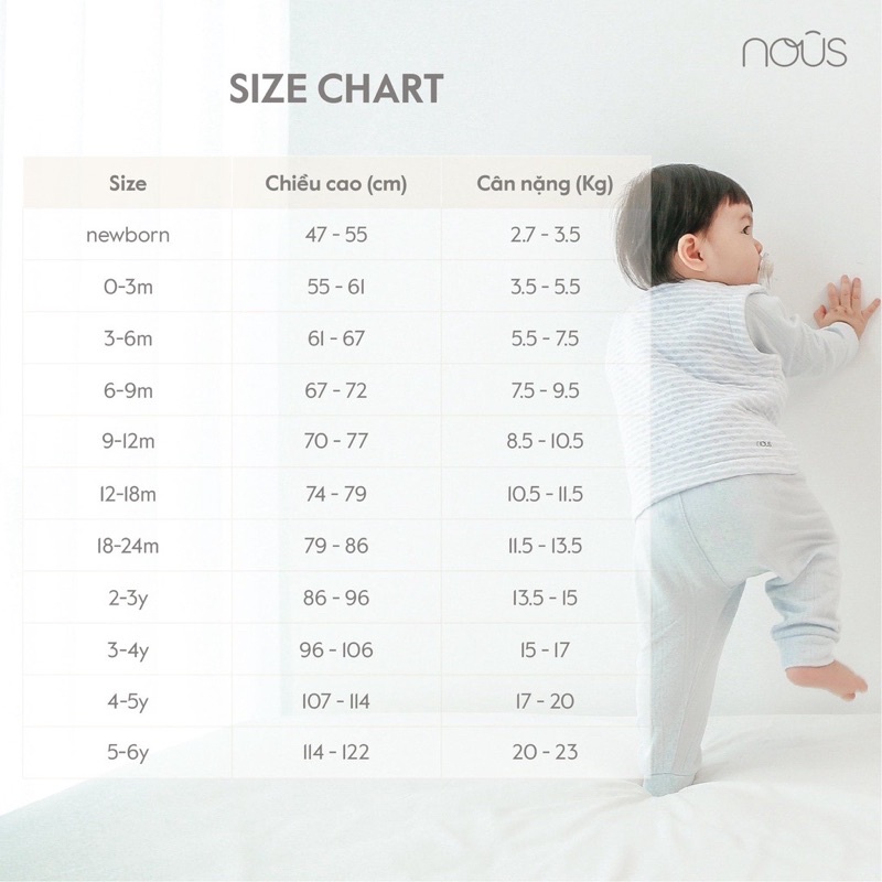 Nous - Bộ Ba lỗ cho bé từ 6m-3y hãng Nous