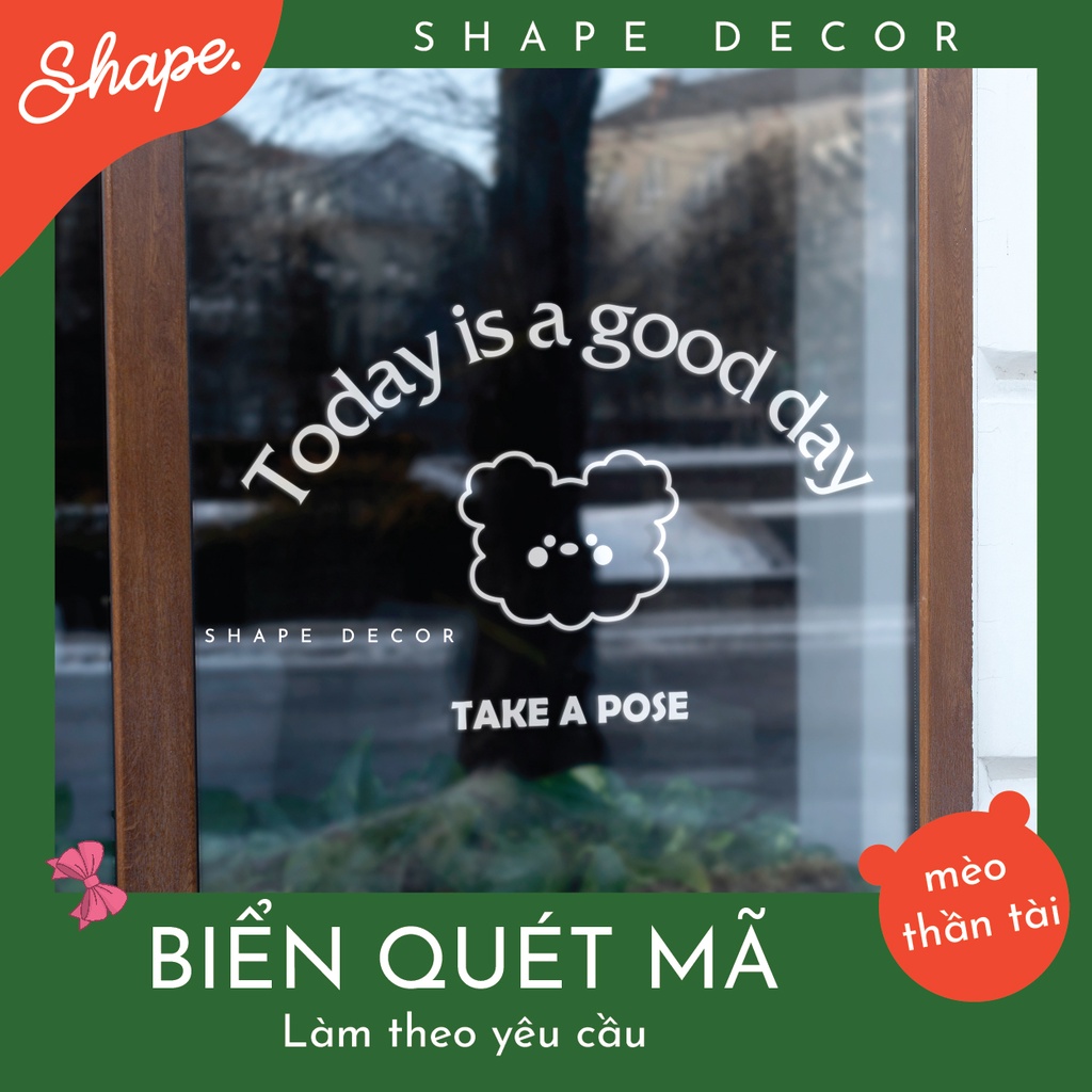 Decal trắng dán kính hình cute