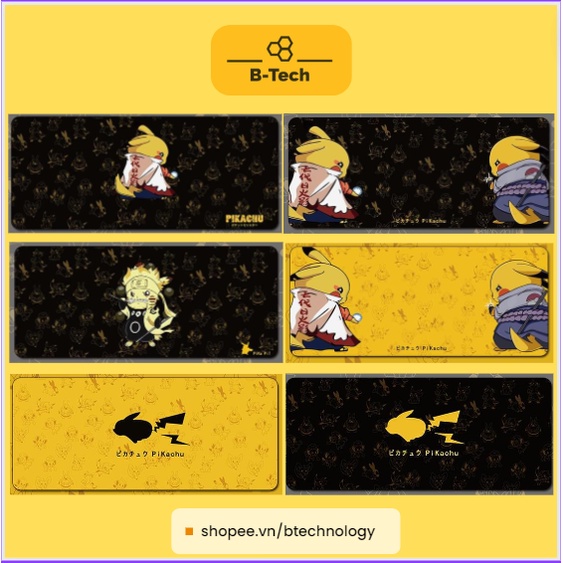 Miếng lót chuột mouse pad cỡ lớn 60x30cm tấm lót bàn phím chuột dày, chống trượt, may viền- pikachu, naruto - B-Tech
