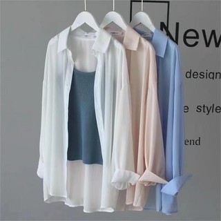 Áo Khoác Cardigan chiffon Mỏng Dáng Rộng Tay Dài Mềm Mại Thời Trang Mùa Hè Cho Nữ