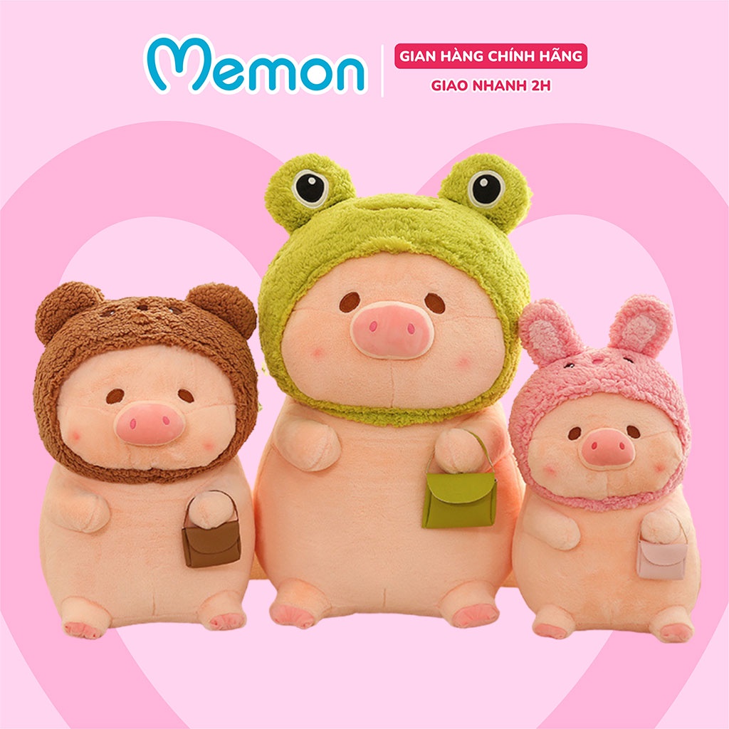 Gấu Bông Heo LuLu Ngồi Mũ Xù Cao Cấp Memon