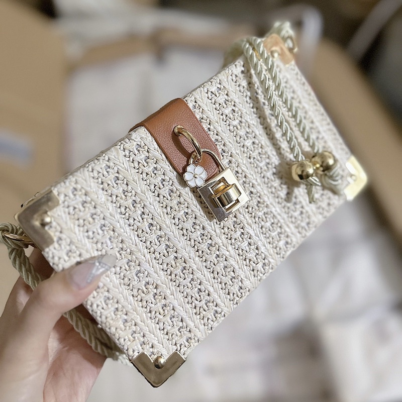 MT065 Túi cói vintage dáng cốp chữ nhật size 20cm