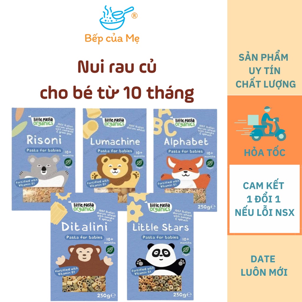 Nui hữu cơ cho bé ăn dặm Dalla costa, nui sò, ống dễ thương cho bé từ 10 tháng, Shop Bếp Của Mẹ