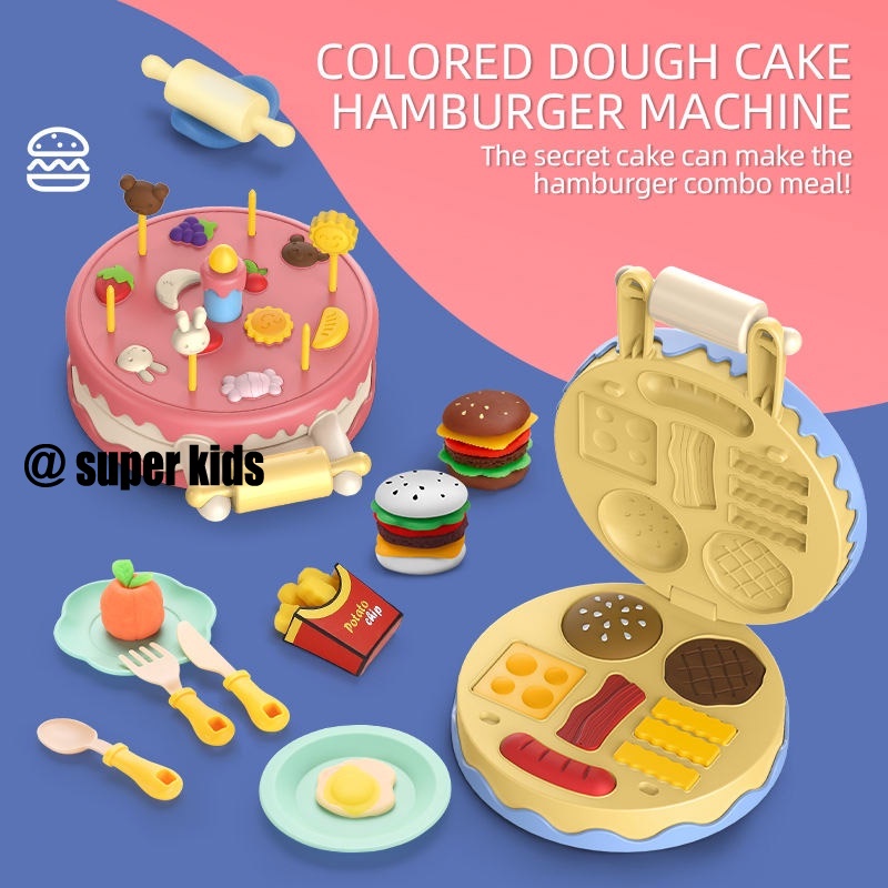 SUPER KIDS Bộ Đồ Chơi Máy Làm Mì Sợi Bằng Đất Sét Nhiều Màu Sắc Xinh Xắn Cho Bé