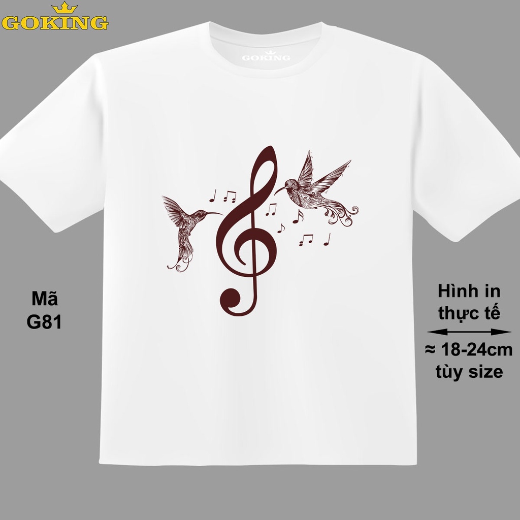 Nốt nhạc, mã G81. Áo thun hàng hiệu Goking, form unisex nam nữ, trẻ em trai gái. Áo phông gia đình, cặp đôi