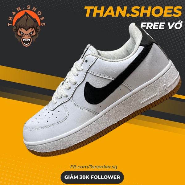 Giày Air Force 1 Low Obsidian Gum, AF1 Trắng Móc Đen Đế Nâu - Than.Shoes