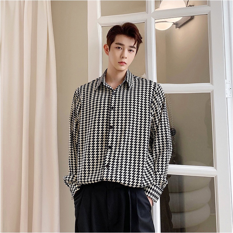 Sơ Mi Dài Tay Chất Liệu Lụa Hàn Dành Cho Nam, Phong Cách Trẻ Trung Năng Động