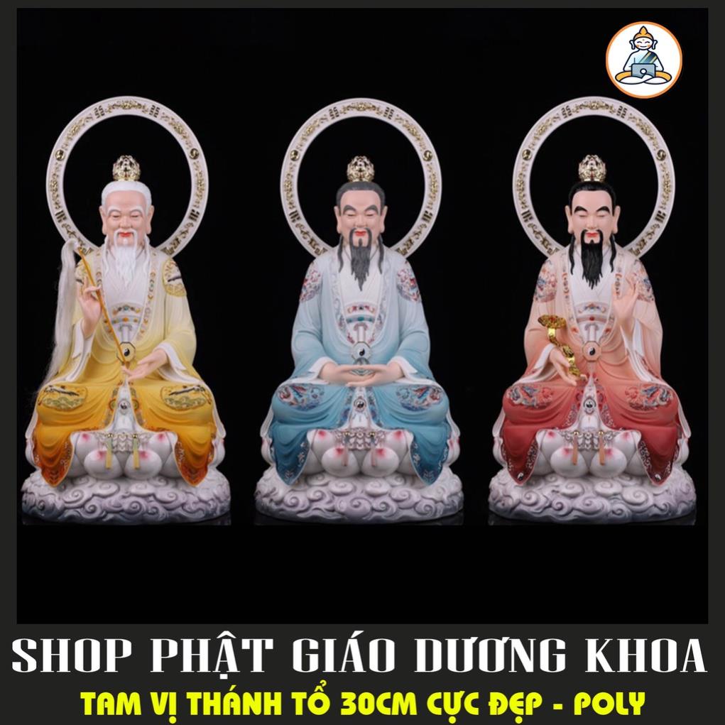 Bộ Tượng Tam Thanh Đạo Tổ cao 30cm cực đẹp bằng POLY - BỘ 3 TAM THANH ĐẠO TỔ