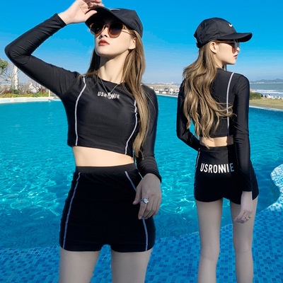 Bikini đi biển 2 mảnh kín đáo - Đồ bơi nữ tay dài váy xòe - Áo bơi croptop đen trơn có size DODO FASHION | BigBuy360 - bigbuy360.vn