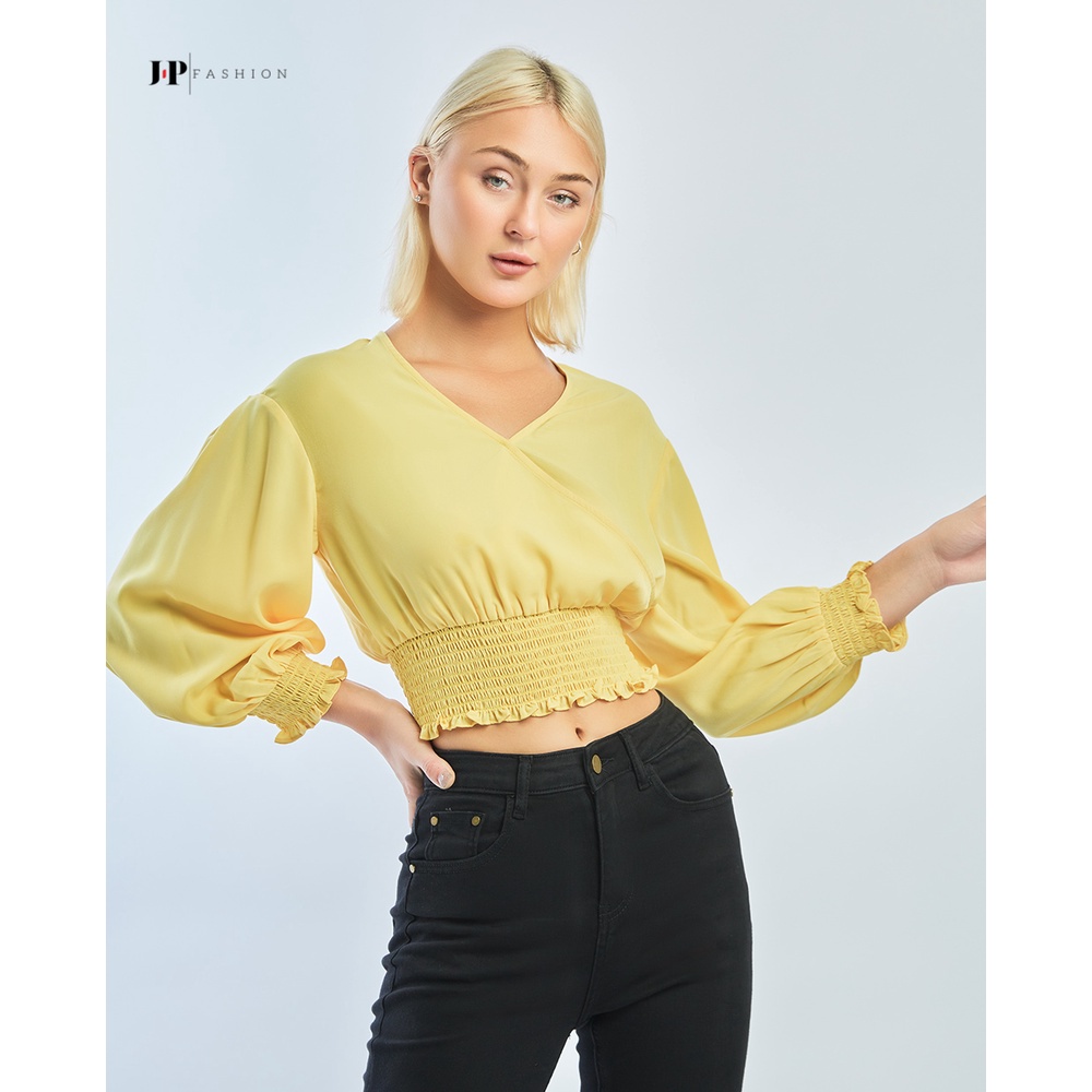 Áo sơ mi lụa croptop tay phồng J-P Fashion B 10607510